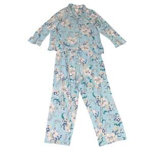 Miss Elaine Me Essentials Floral Sleep Top Pants Pajamas Set US Womens L